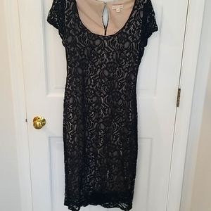 Sexy black lace dress with keyhole back
